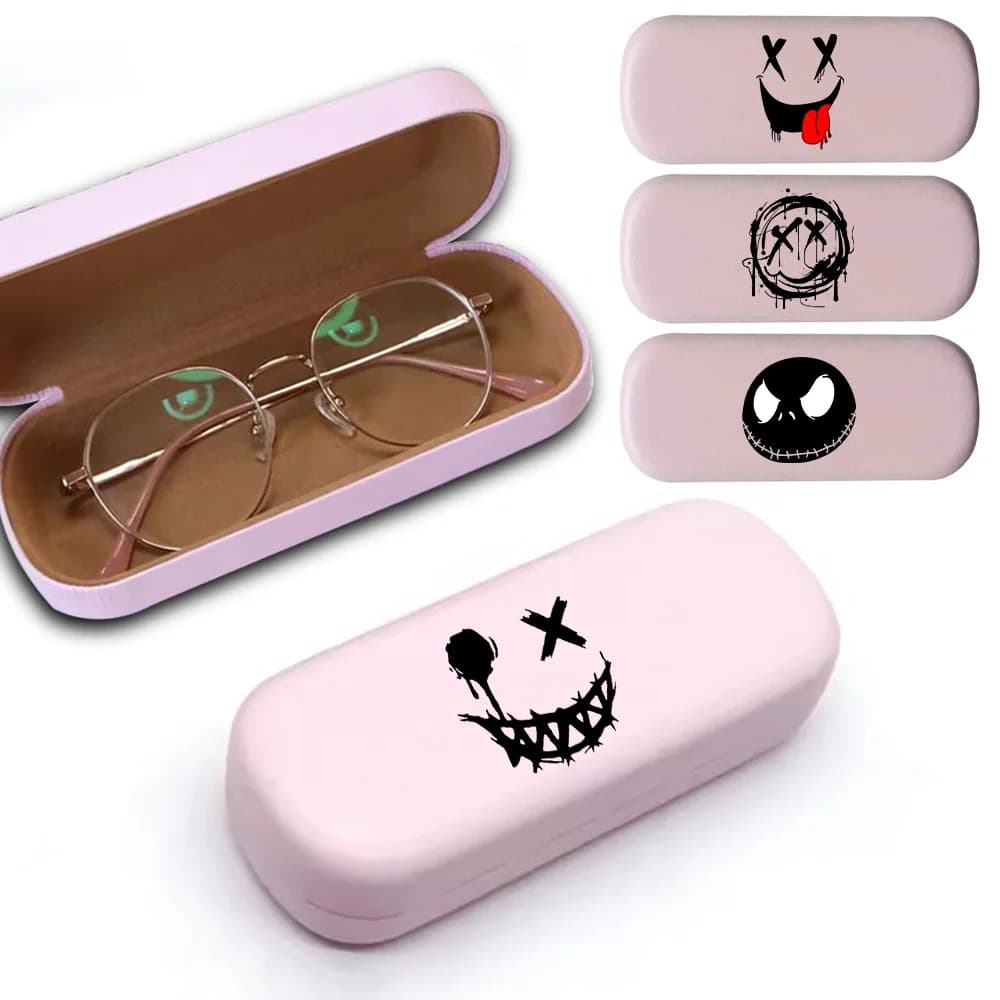 Elegante custodia rigida per occhiali con stampa personalizzata Protezione per occhiali da sole Custodia protettiva resistente alla pressione magnetica Modello sorriso