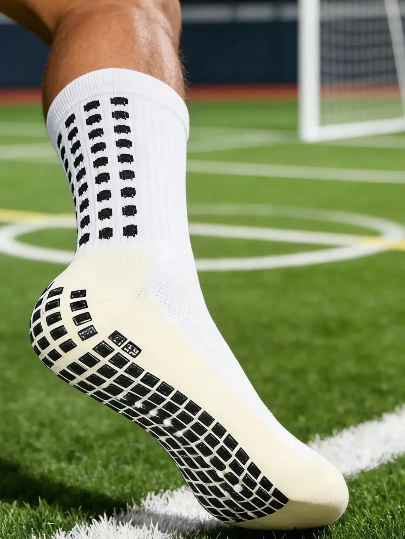1 Pair Thickened Football Socks For Men, High Tube, Non-Slip, Soccer Socks, Sports Socks, White, Gym, Fall