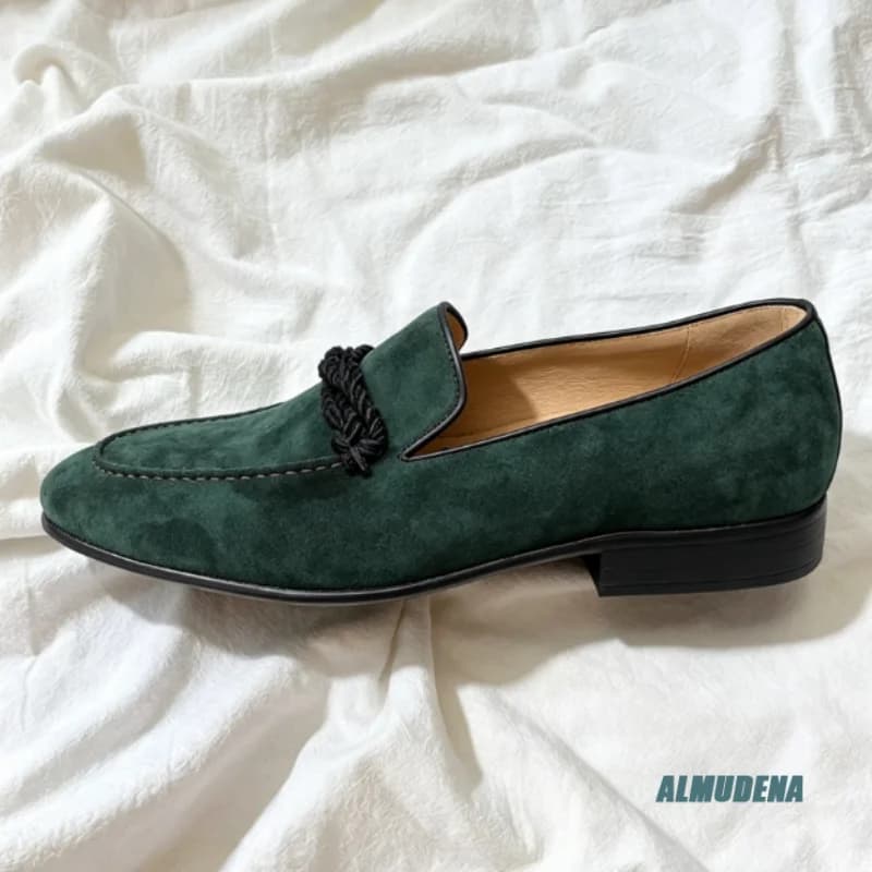 Retro Loafers Suede Leather Contrast Braided Rope Slip On Flat Thin Sole Trendy Men's Outdoor Daily Comfort Casual Board Shoes