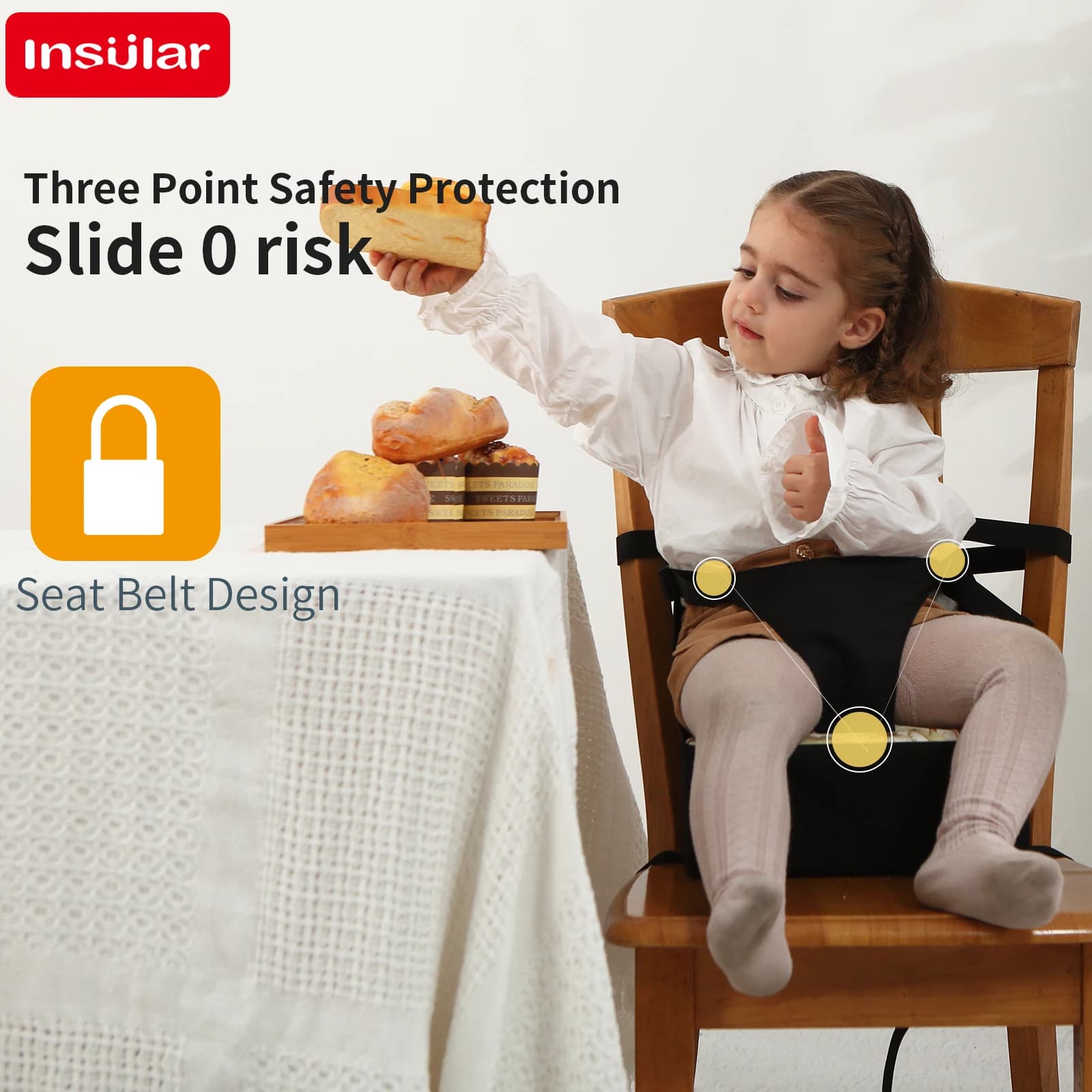 Chair Saddle INSULAR Children's Anti-slip Bearing Waterproof Children's Folding Seat High cushion Comfortable raised seat for children