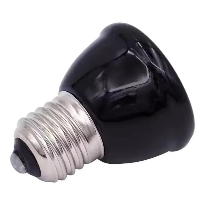 Lampada Riscaldante in Ceramica a Infrarossi E27 Nera 25/50/75/100W 220V per Tartarughe e Lucertole