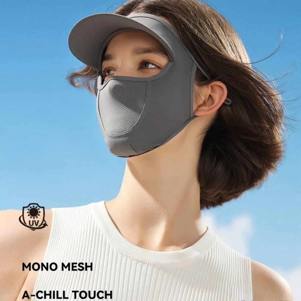 Maschera da ciclismo estiva Cappello da sole traspirante anti UV Seta ghiacciata Raffreddamento Copertura integrale Maschera da ciclismo all'aperto Cappelli di protezione solare