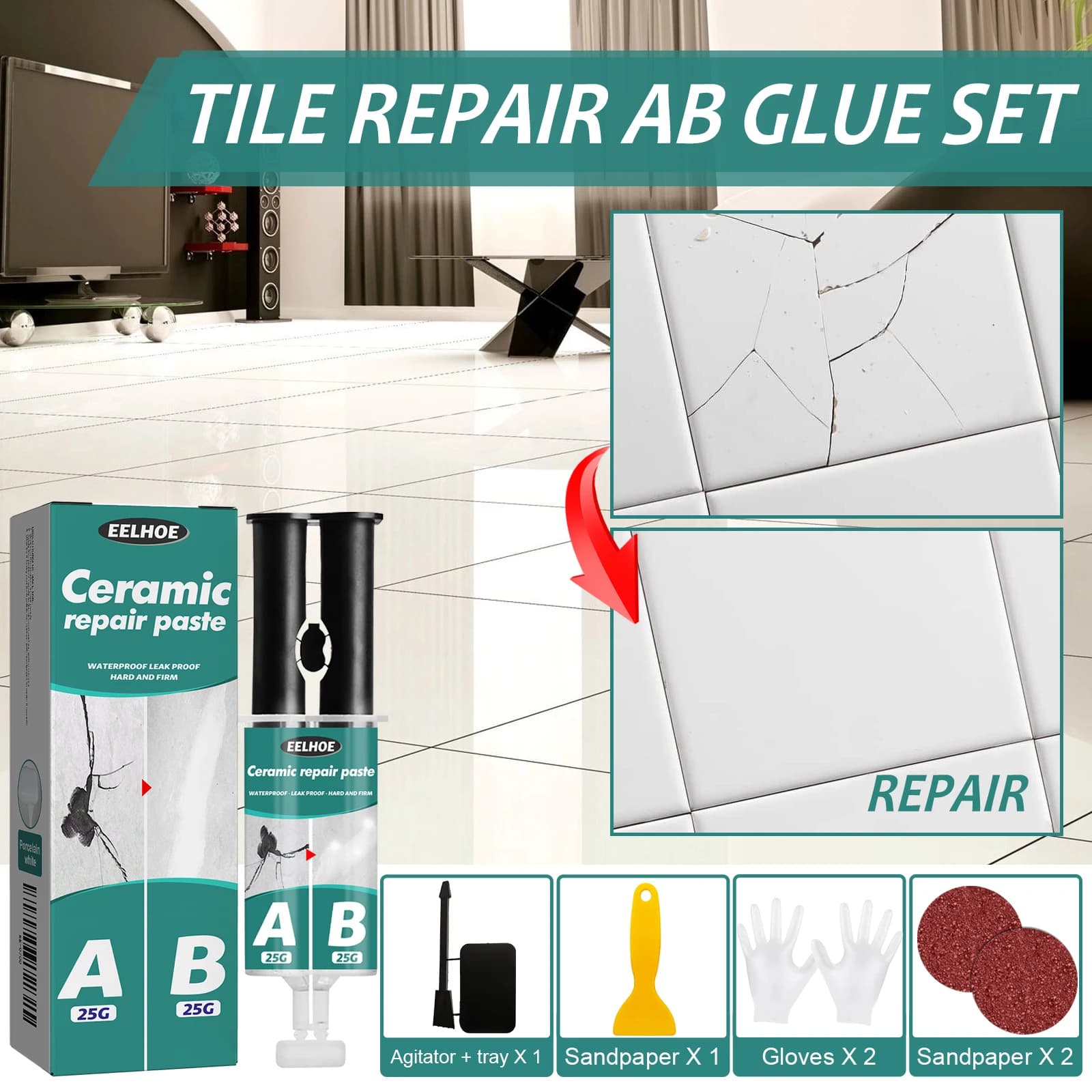 Professionale Piastrelle Marmo Agente di Riparazione Pavimento Pasta Ceramica Colla Epossidica Ab Colla per Riempire Fori Crepe per Piastrelle di Metallo Crepa