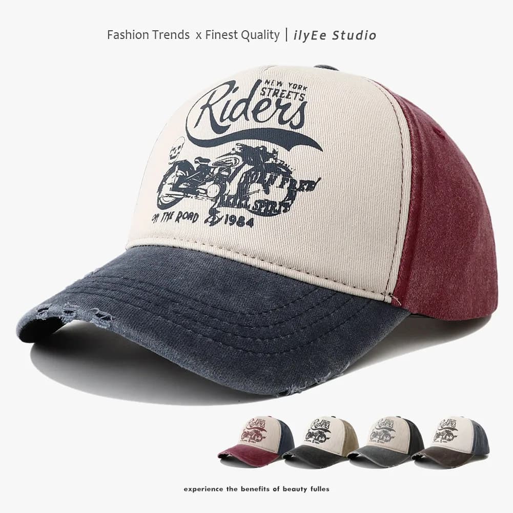 New Washed Cotton Baseball Cap for Women Men Adjustable Snapback Hats Motorcycle Print Hip Hop Dad Hat Men's Summer Cap