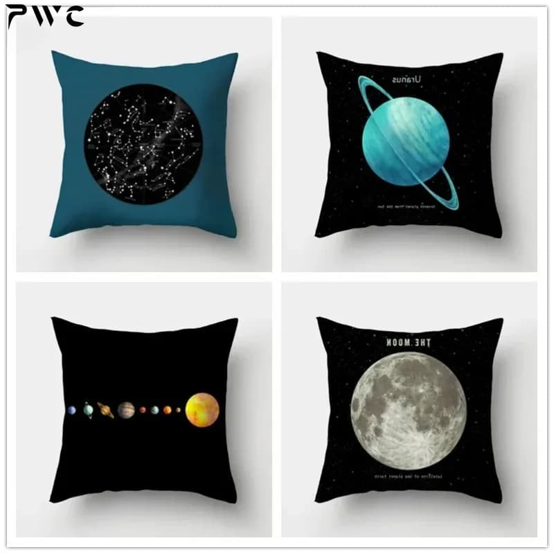 Fodera per cuscino classica in stile britannico Planet Track in poliestere con stampa su un solo lato, fodera per cuscino decorativa per la casa, federa lombare quadrata