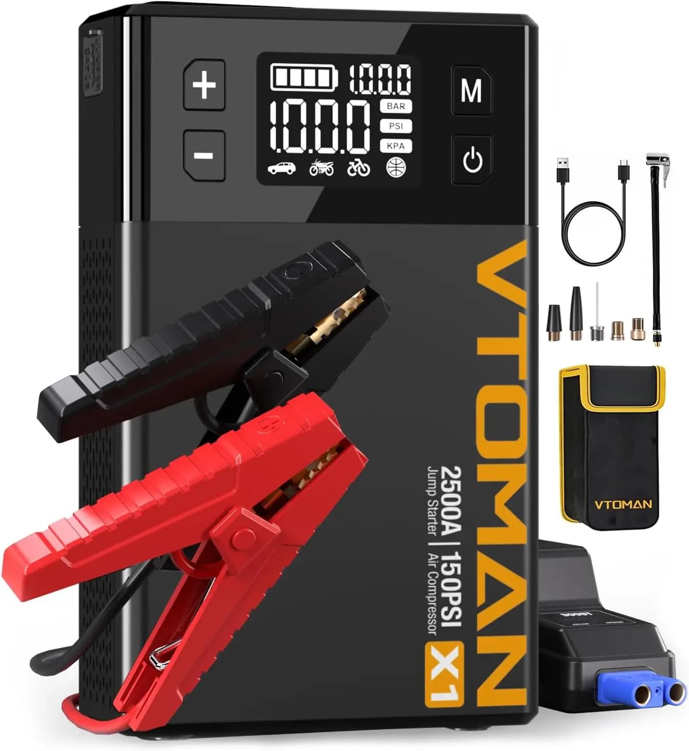Avviatore d'Emergenza Portatile per Auto con Compressore d'Aria - Motore a Benzina 8.5L/Diesel 6L, Gonfiatore Pneumatici 150PSI, Booster Pack 12V