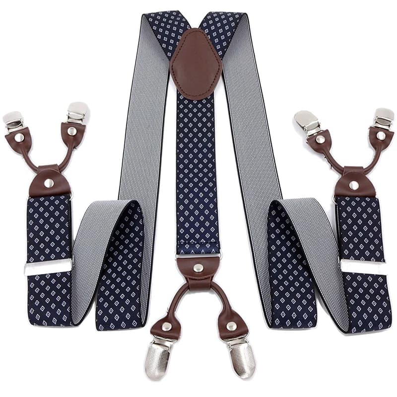 Bretelle vintage da uomo resistenti grandi alti 3,5 * 120 cm di larghezza Y posteriore 6 clip in metallo bretelle elastiche regolabili per pantaloni cintura con cinturino