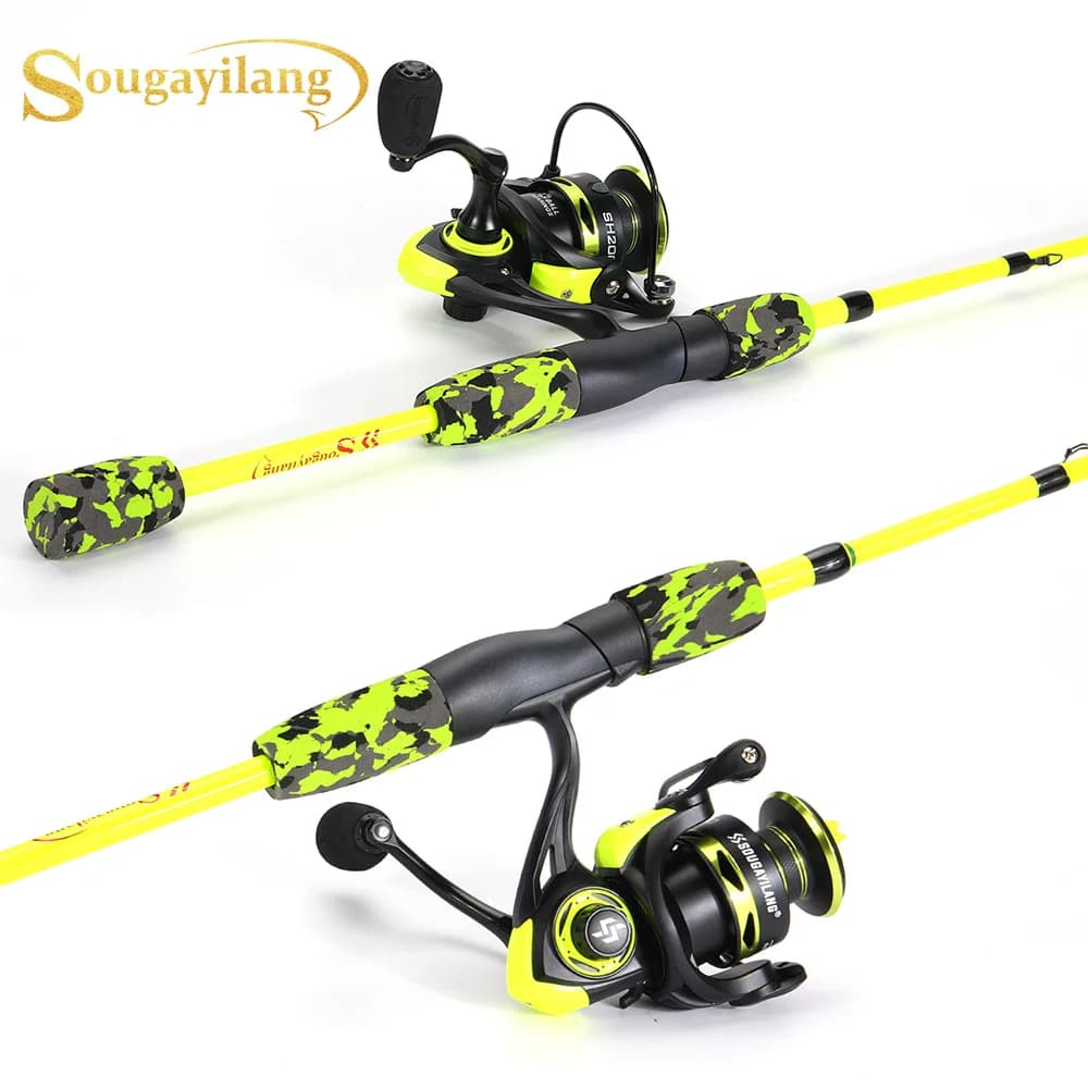 Sougayilang Spinning Fishing Combo 1.7m Carbon Fiber Auction and Spinning Mill Size 1000-3000 with 100m Linger Accessories