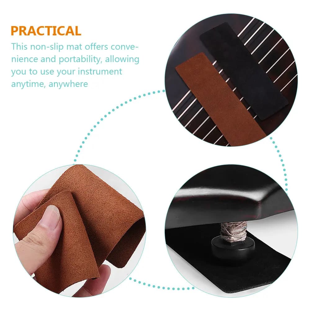 2 Pezzi Tappetino Antiscivolo Ispessito per Guzheng, in Pile e Pelle Bovina a Doppia Faccia, Portatile, Accessorio per Chitarra, Ukulele, Erhu