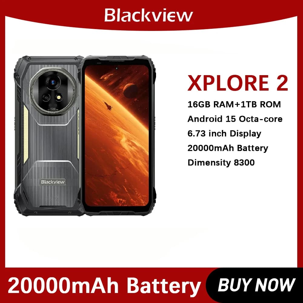 Telefono robusto Blackview XPLORE 2 16 GB + 1 TB Display AMOLED da 6,73 pollici Android 15 Dimensity 8300 MT6897 Octa Core 5G NFC Smartphone