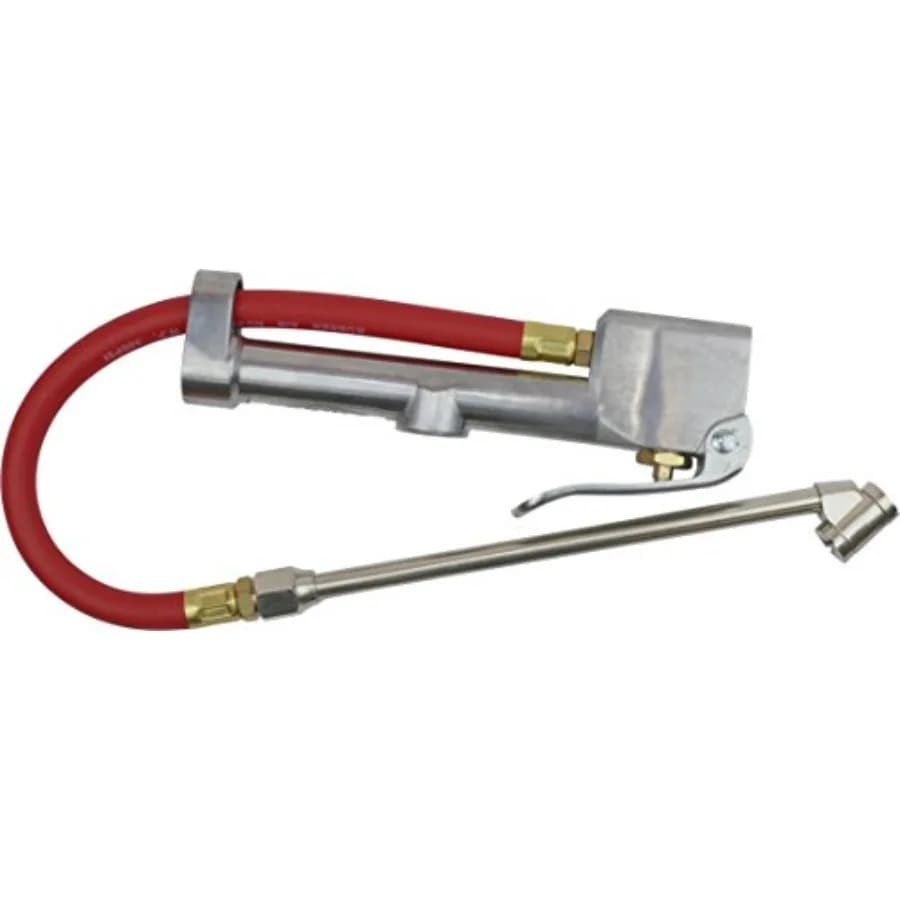 Manometro Gonfiagomme Professionale a Doppia Testa con Tubo dell'Aria da 1/4" NPT, Tubo in Gomma da 12 Pollici, 10-160 PSI