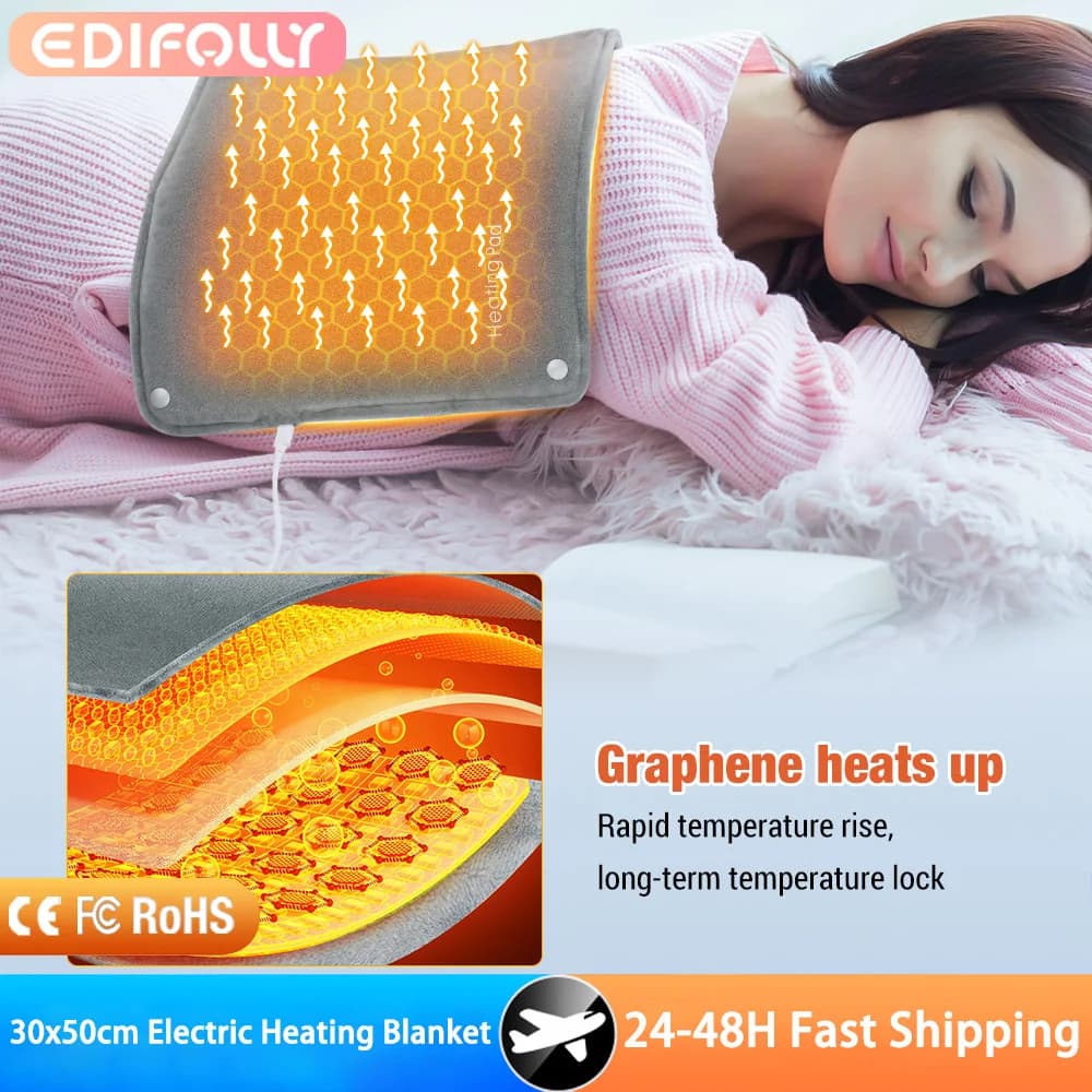 Coperta riscaldante elettrica 30x50 cm Tappetino per impacco caldo multifunzionale Tappetino per riscaldamento invernale in grafene Coperta termica di ricarica USB