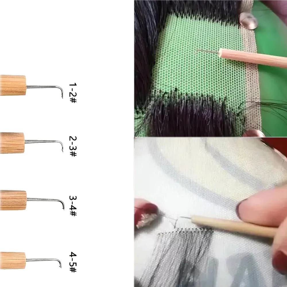 Set di aghi per ventilazione parrucche con manico, strumenti per la creazione di parrucche, per extension di capelli, riparazione e cucitura, ago per uncinetto