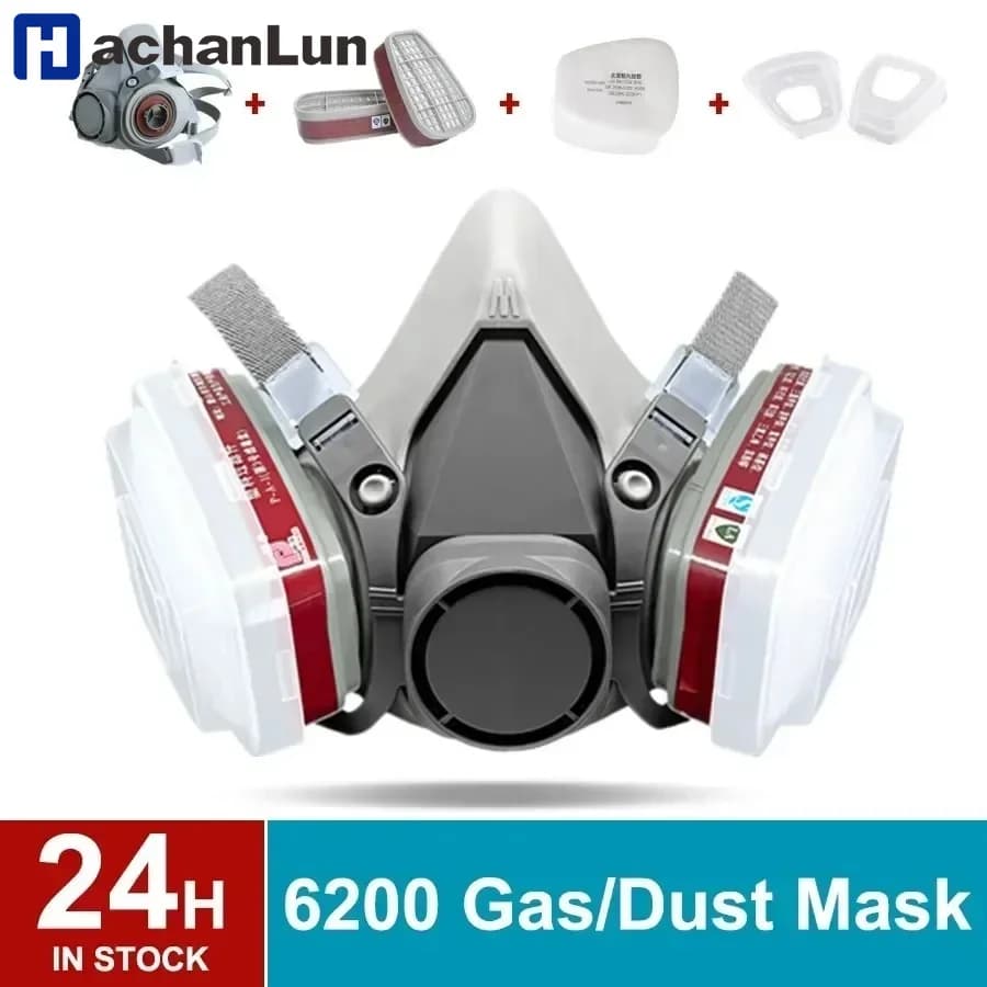 Maschera Respiratoria Semimaschera 6200 con Occhiali e Filtri per Protezione Industriale da Verniciatura a Spruzzo, Prodotti Chimici e Vapori Organici