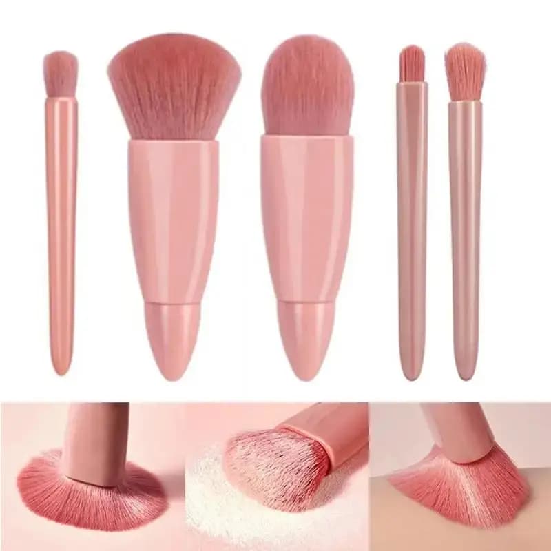 5Pcs Set Soft Make Up Brushes Set Portable With Mirror Mini Makeup Brushes With Case Beauty Tools Cosmetic Brushes Kit