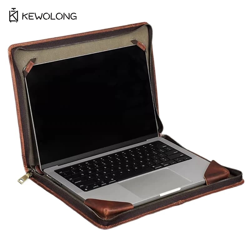 Custodia Vintage in Vera Pelle per Laptop MacBook, Borsa Protettiva Artigianale per Computer Portatile Apple, Business