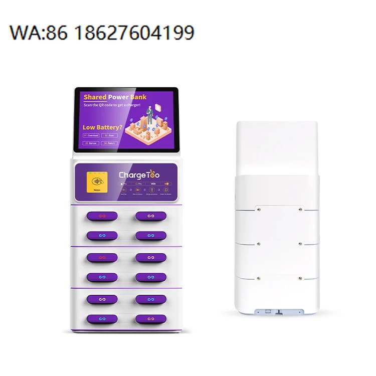 Stazione di Alimentazione Commerciale di Emergenza Multi-Slot Portatile per Noleggio Condiviso, Power Bank Multifunzione Plug-in