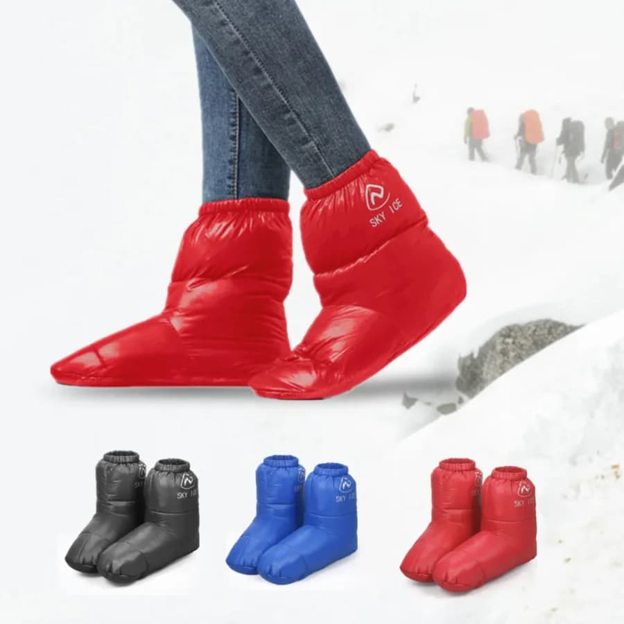 Inverno termico 90% piumino d'anatra bianca campeggio stivale a pelo sacco a pelo pantofola stivaletti calzini caldi piedi caldi copertura impermeabile
