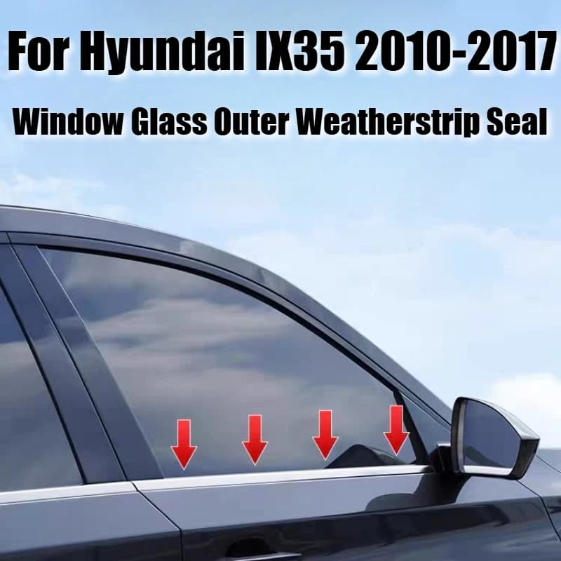 Guarnizione Esterna in Gomma ABS Nera/Argento per Finestrini Auto Hyundai IX35 2010-2017