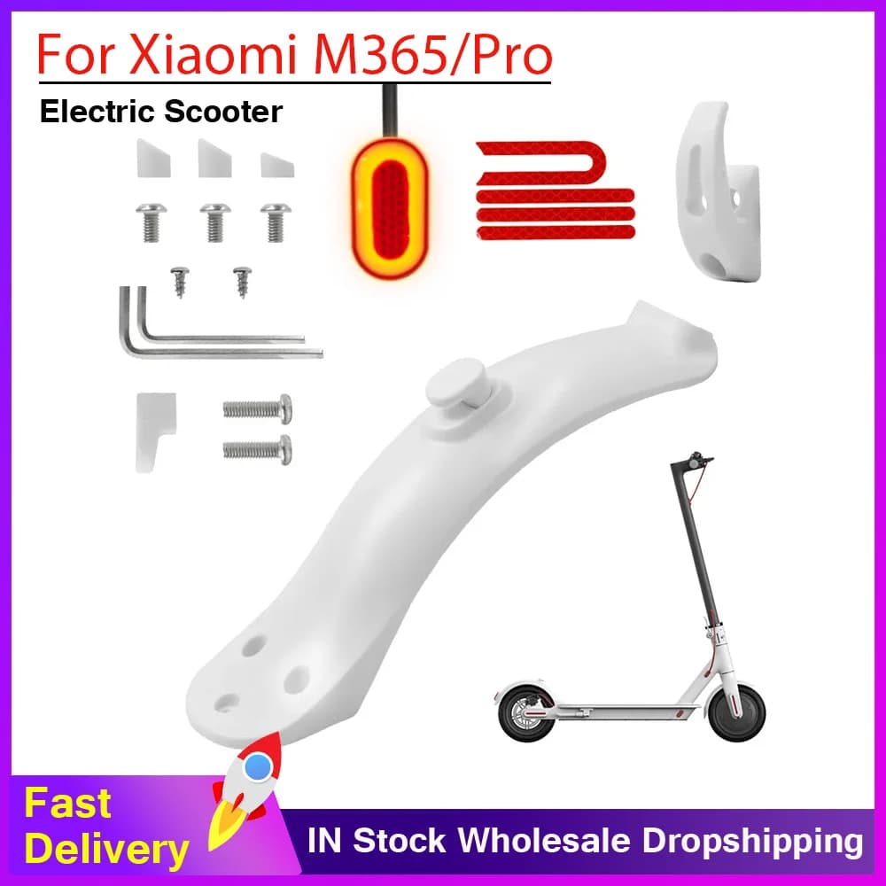 Parafango Posteriore Antispruzzi con Supporto per Fanale Posteriore, Set Accessori per E-Scooter Xiaomi M365 Pro 1s, Luci di Avvertimento