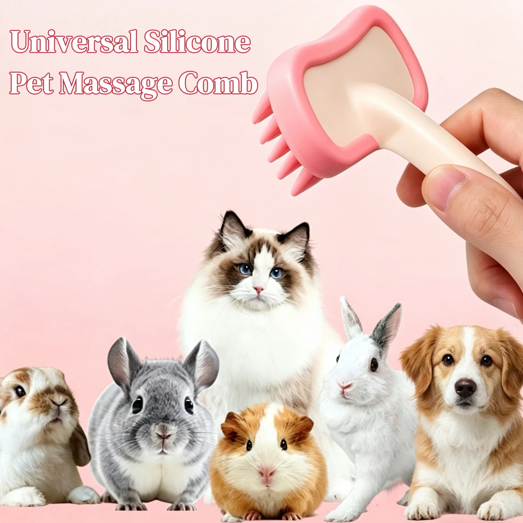 Spazzola per toelettatura cani in silicone, pettine massaggiante per la rimozione del pelo, per cani, gatti, conigli e porcellini d'India a pelo lungo
