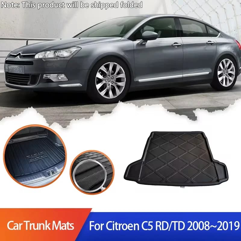 Car Trunk Mat For Citroen C5 RD TD 2010 2012 2015 2008-2019 Rear Trunk Protector Pad Boot Carg Cover Tray Liner Auto Accessories