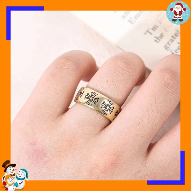 Tide Jewelry Ring Men's and Women's Classic Rough Version Ring Cross Thai Silver Retro Old Punk Hip Hop