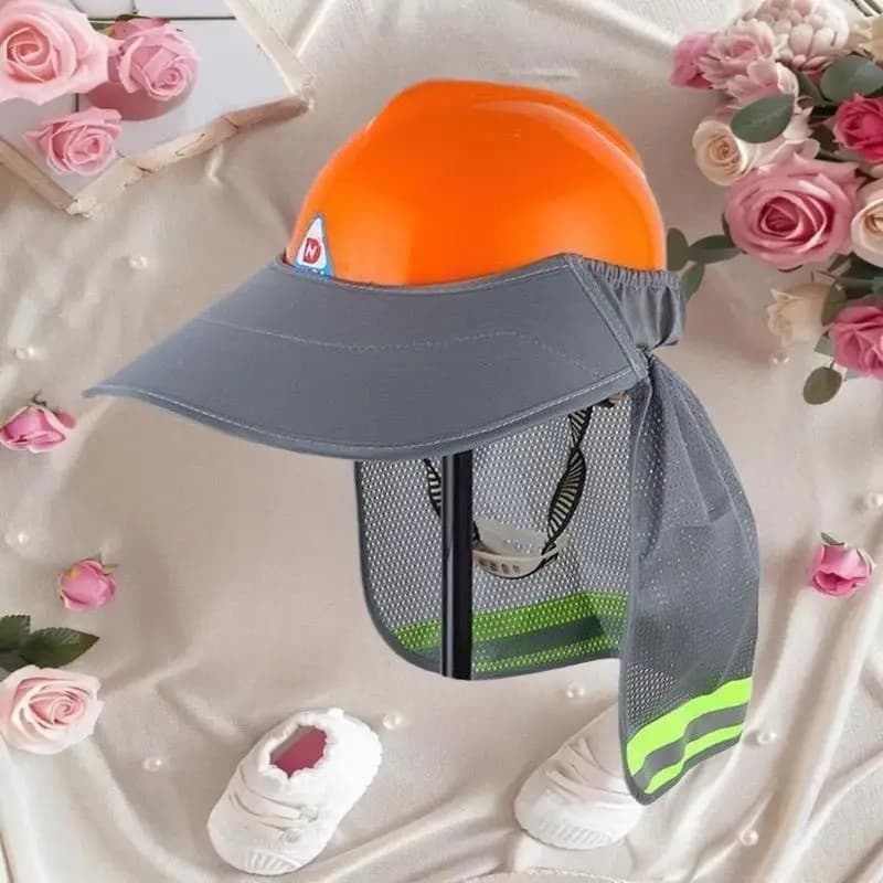 {CC44} Casco di sicurezza estivo con protezione solare e parasole, visiera riflettente per casco, copricasco riflettente per operai edili