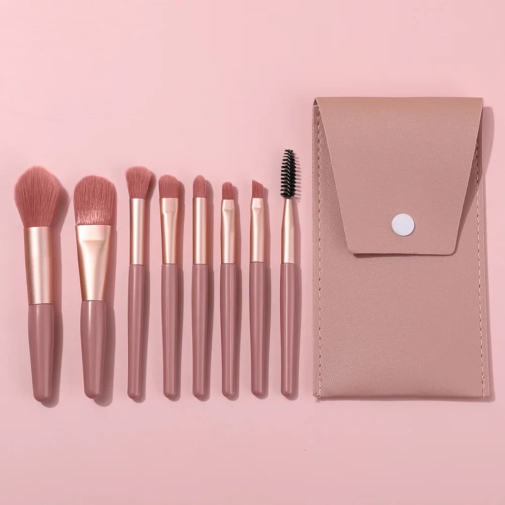Mini set di pennelli per trucco trucco portatile per principianti strumento di bellezza per capelli morbidi setole manico per pennello in plastica in fibra di materiale