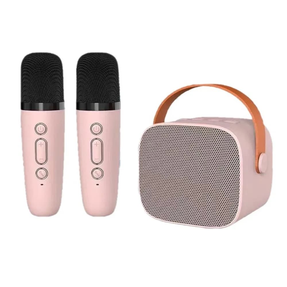 Portable Mini Bluetooth Speaker Karaoke Machine Stereo Surround Karaoke Speaker Singing K Song Wireless Dual Microphones KTV