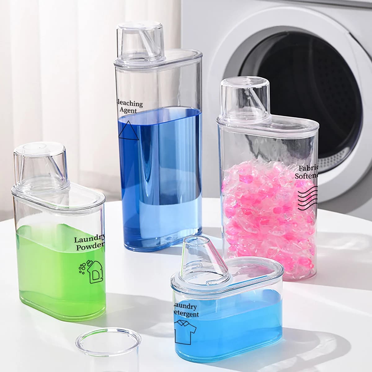 Contenitore per detersivo per bucato ricaricabile Bottiglia dispenser di grande capacità per perline per bucato Booster per profumo in polvere Organo per lavanderia