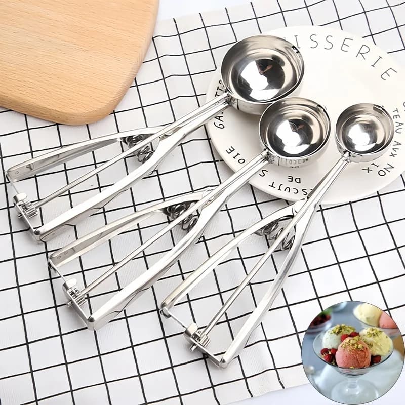 1PC In Acciaio Inox Paletta Per Gelato Biscotto Pasta Cucchiaio Frutta Patate Scavo Palla Manico A Molla Vassoio di Ghiaccio Stampo Accessori Da Cucina