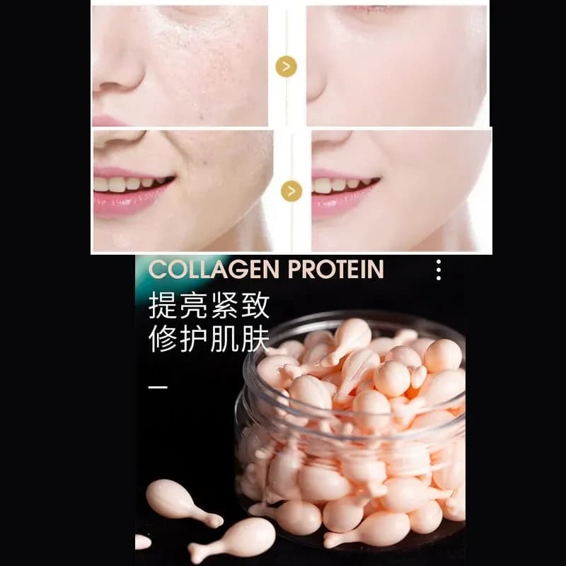 60PCS Collagen Placenta Capsula Siero Viso Anti Rugs Night Hydrating Anti Aging Skin Rejuvenation Care