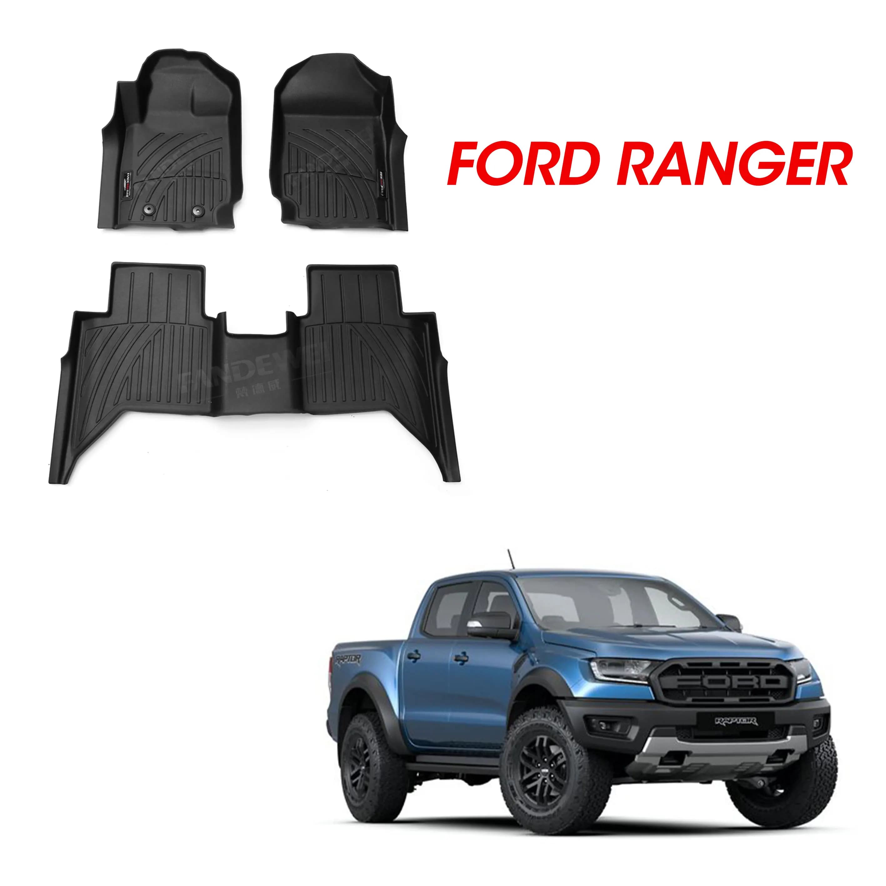 2023 New Design TPV 3D Rubber Car Mats for FORD RANGER 2017+ 2022+