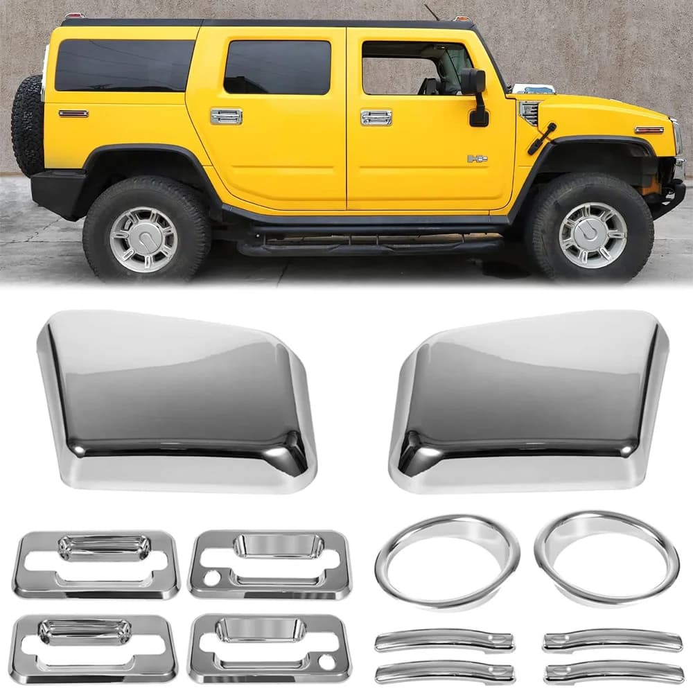 Copri Maniglie Cromate e Cornici per Fari Fendinebbia Anteriori per Hummer H2 2003-2009 (12 pezzi)
