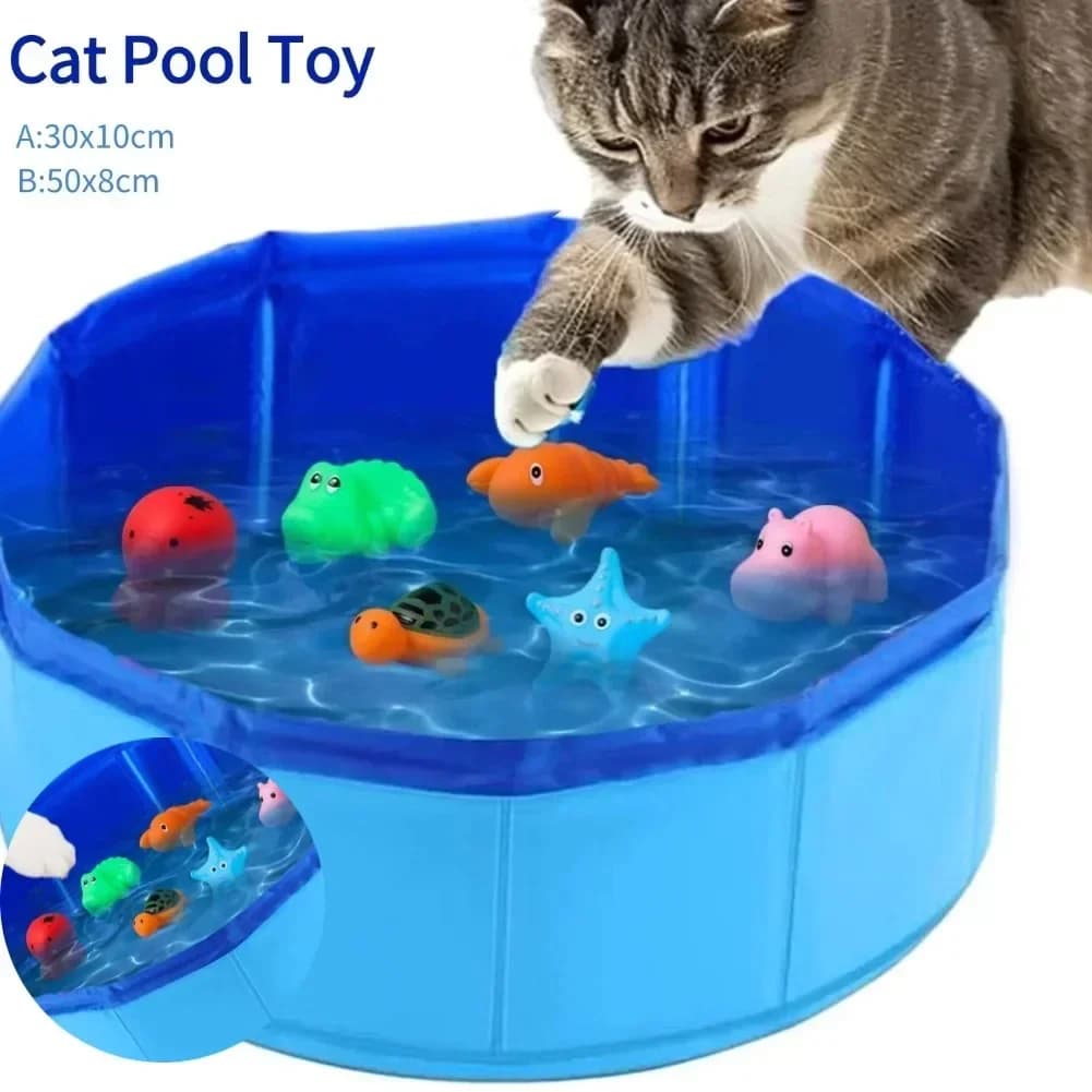 Piscina Pieghevole per Gatti, Giocattolo Acquatico, Vasca da Bagno per Cani e Gatti, Bacinella Estiva Rinfrescante per la Pulizia degli Animali Domestici con Design Tartaruga, Stella Marina, Polpo