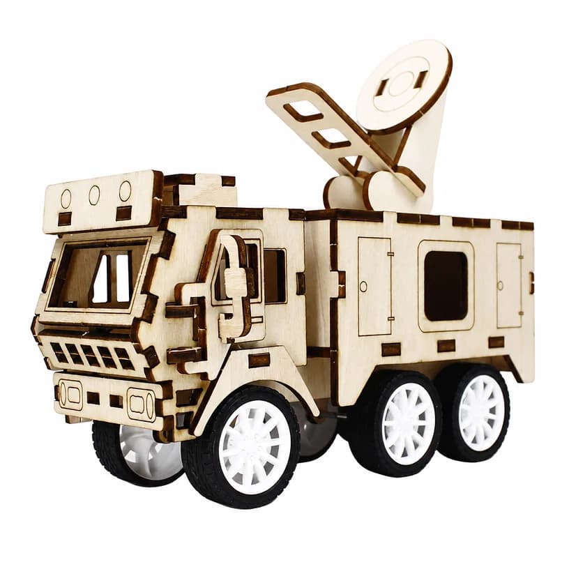 DIY Wooden Radar Car STEM Science Physics Experiment Kit Educational Building Toy for Kids Students School Projects Explorations