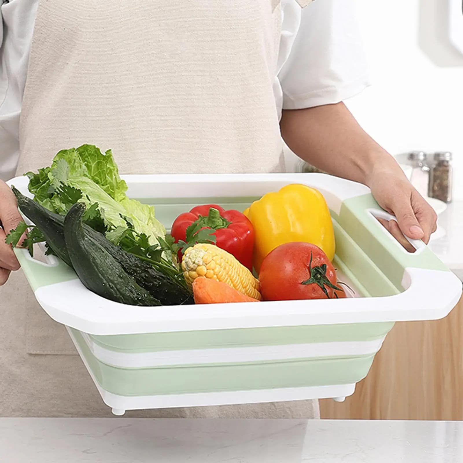 Foldable Cutting Board Compact Multipurpose Bin Foldable Cutting Board Basin for Meat Fruit Vegetables BBQ Picnic Backyard Beach