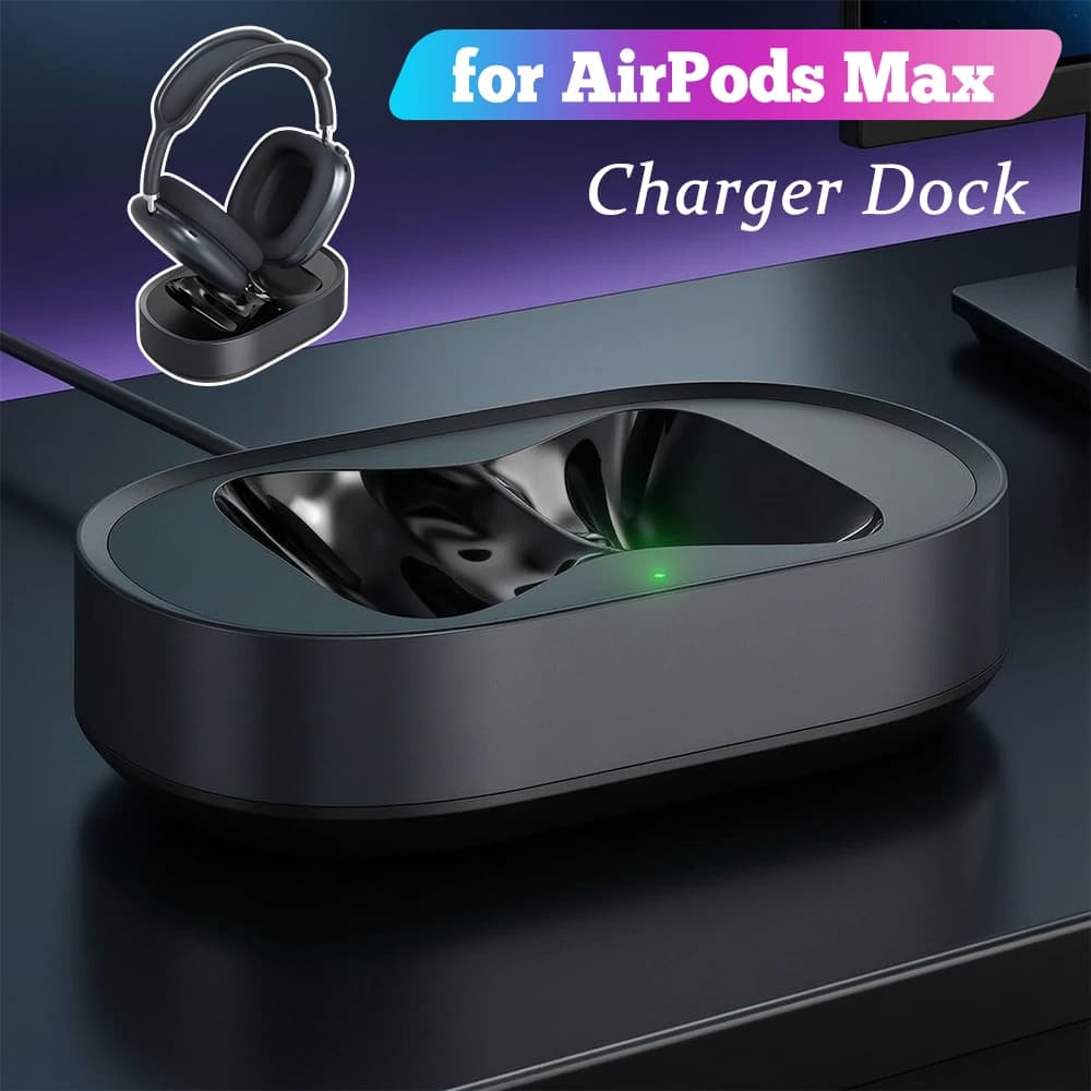 Stazione di Ricarica Magnetica da Scrivania per Cuffie Apple AirPods Max, Caricatore 2 in 1 e Supporto per Cuffie con Base Pesante