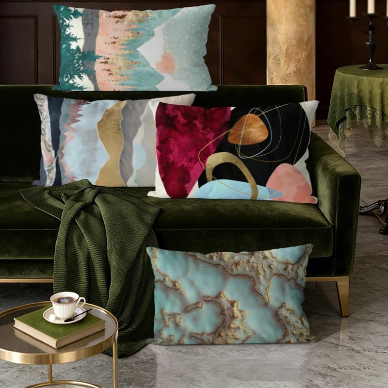 Fodere per cuscini decorativi con arte astratta, adatte per divano, camera da letto, auto, cuscino rettangolare per la schiena