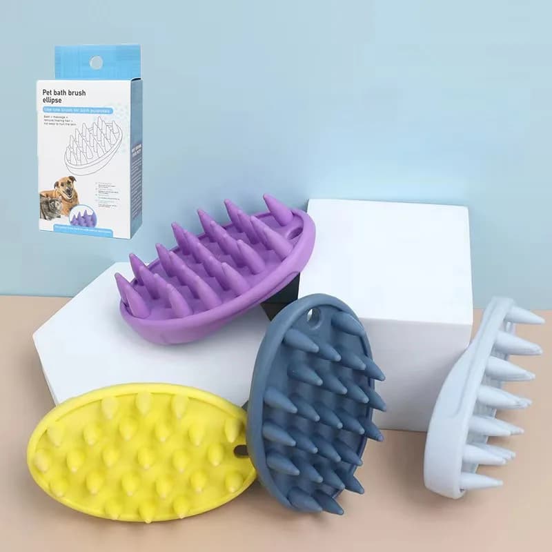 Bagno Cucciolo di cane Gatto Bagno Guanti da massaggio Spazzola di sicurezza Accessori per animali domestici in silicone per cani Gatti Pettine per cani Strumenti