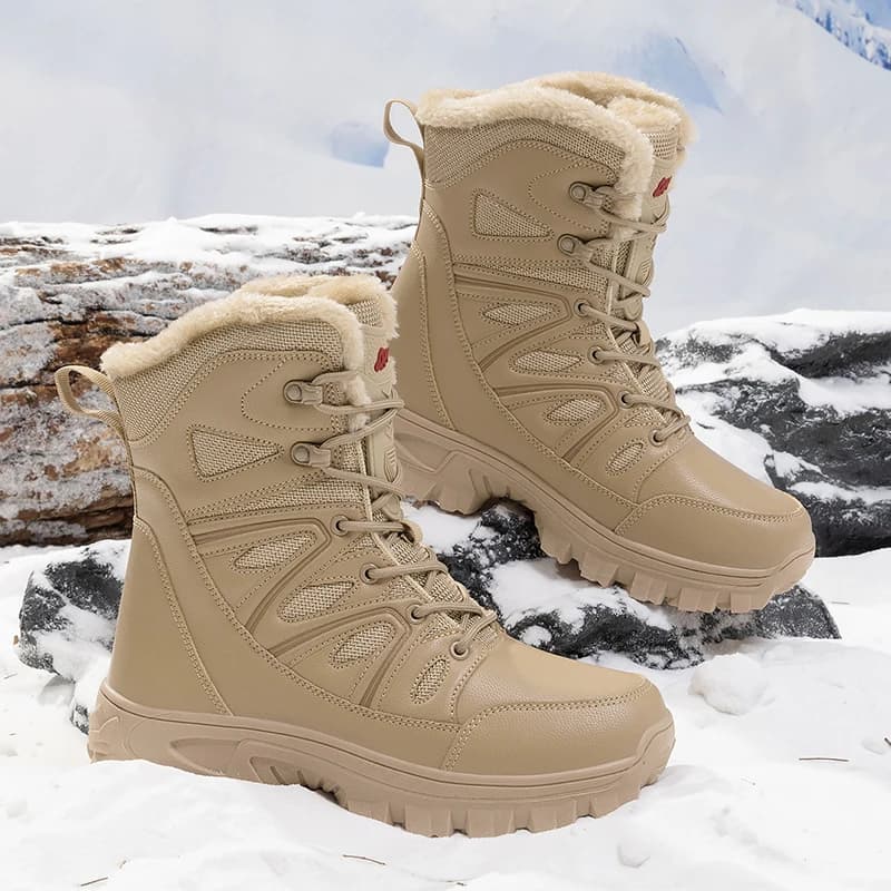 Stivali da neve da uomo nuovi stivali da trekking alti in peluche caldo invernale scarpe da trekking casual da montagna impermeabili antiscivolo per uomo