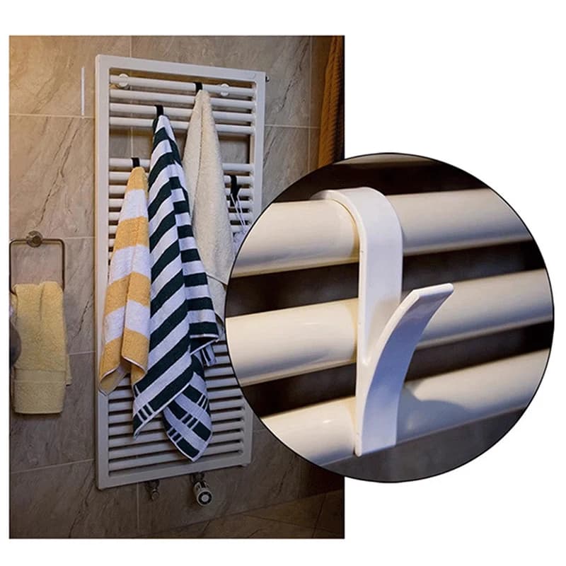 10PCS Bagno Gancio Pinze Asciugamano Riscaldato Radiatore Rail Gancio Titolare Vestiti Appendiabiti Multifunzione Stendino Gancio Asciugamano