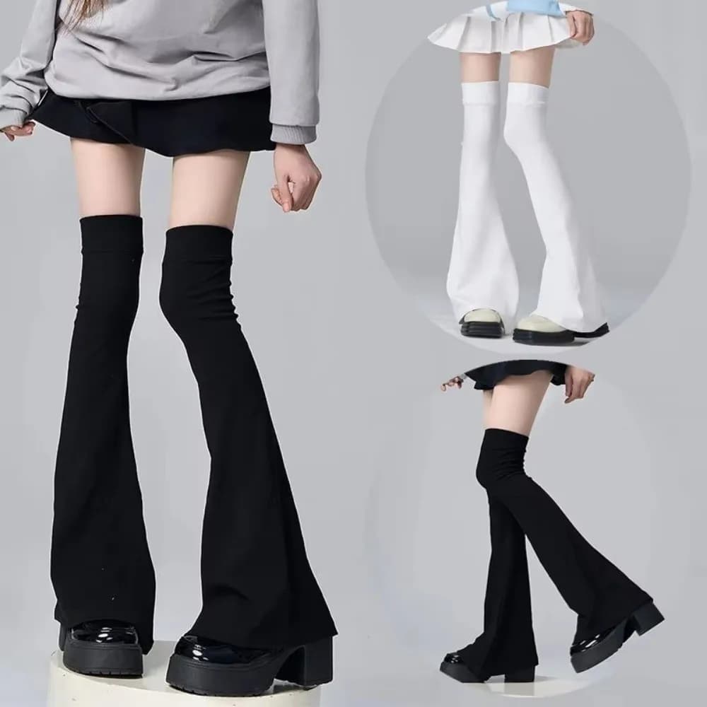 New Y2K Leg Stockings Slimming Horn Shaped Cuffs Knee Socks Elasticity Over The Knee Autumn Winter