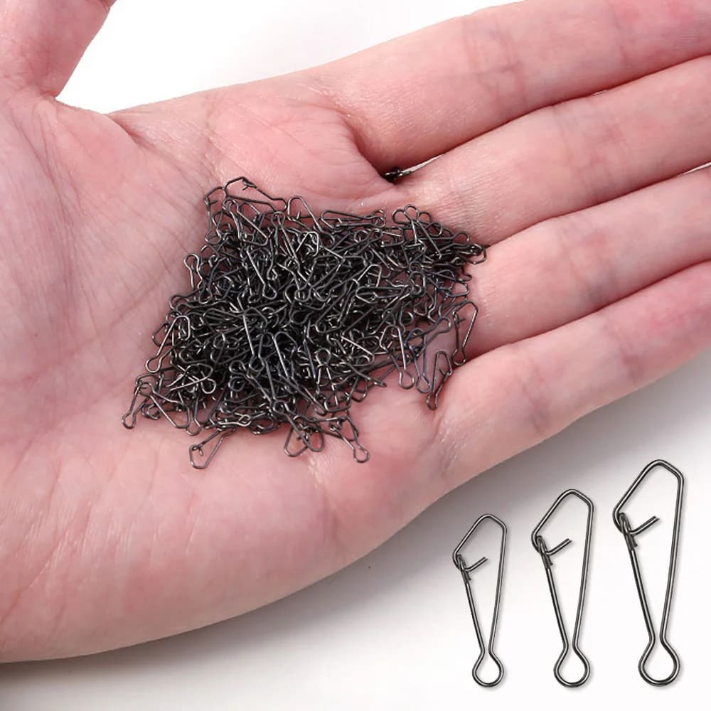 50pcs Fishing Snap Fast Lock Fishing Connector Lure Safety Pin Fish Tool Stainless Steel Connector Snap Swivel Fish Tackle