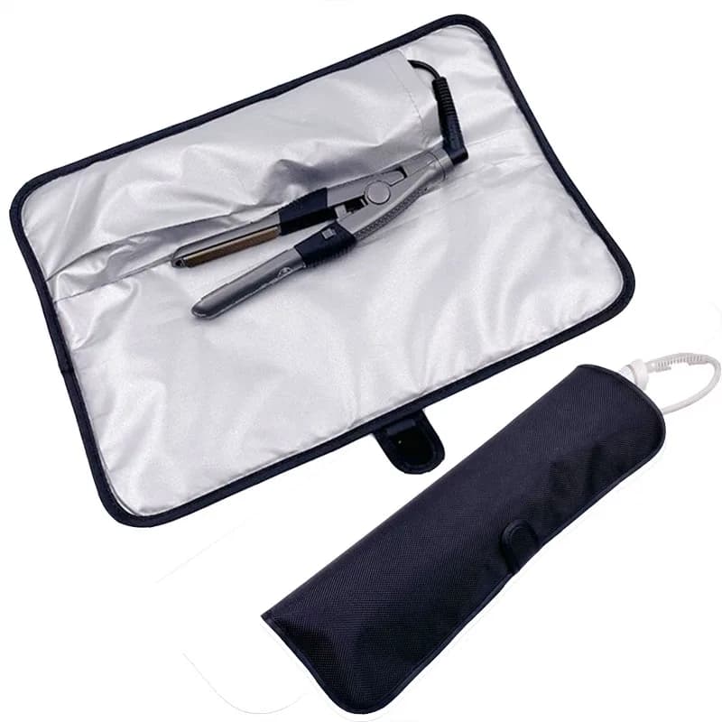Hair Plate Mat and Curtain Cover for Iron Hair Clips Iron Case for hair curler Heat-resistant Mat for Hair styling accessories