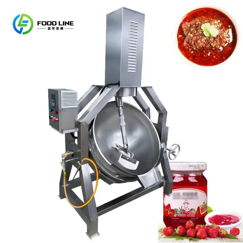 Automatic Inclination Electric Planetary Gas Food Cooking Mixing Sauce Coated Kettle Kitchen Pot Custom Industrial Cooking