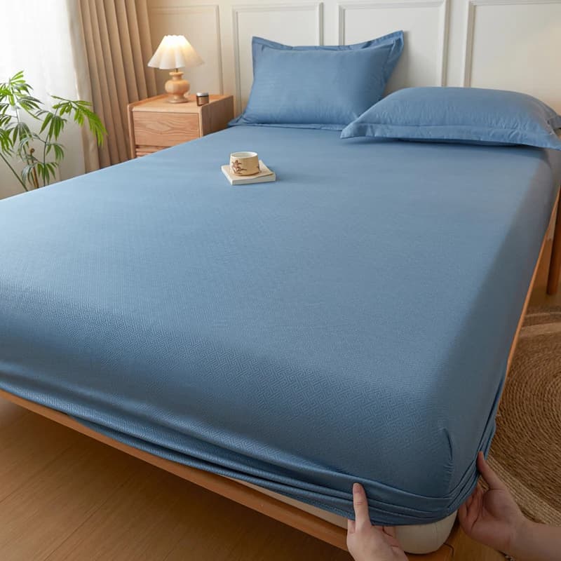 Flat Sheet Matte Fabric Bed Linen Single Queen King Solid Color Soft Optional Pillowcase Modern Bedroom