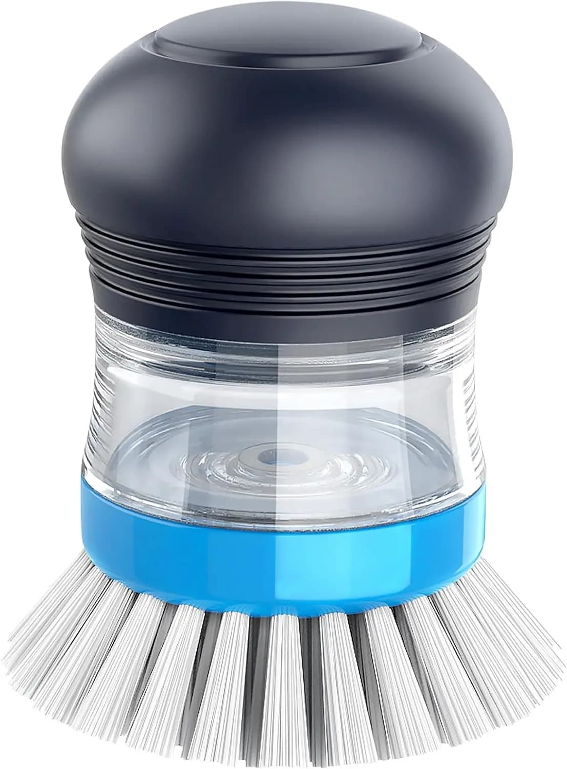 Spazzola con Dispenser di Sapone per Pulizia di Piatti, Pentole e Lavelli, Spazzola da Cucina Ergonomica con Setole in Nylon Anti-Graffio, Facile da Ricaricare