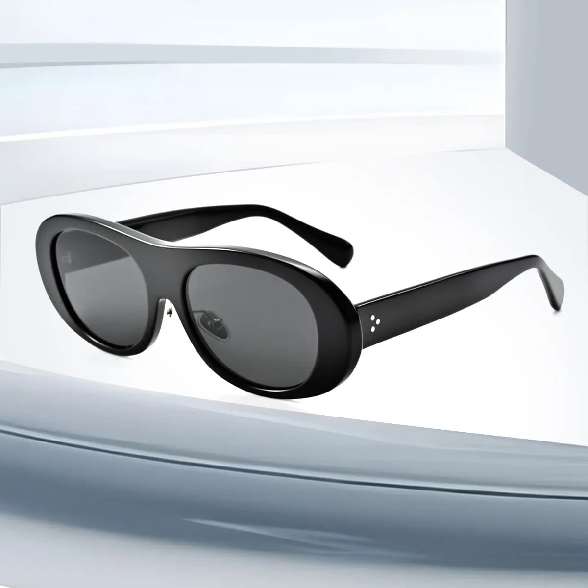 Retro Handmade Acetate Oval Glasses Frame Men Sunglasses UV Protection Eyewear Women Outdoor Travel Driving UV400 Sun Glasses